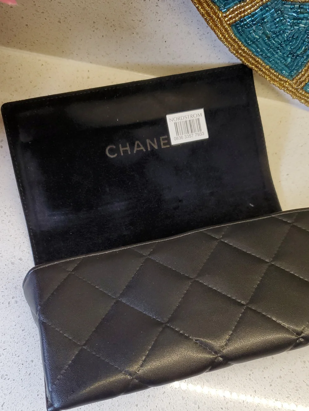 CHANEL Black Leather Wallet Clutch